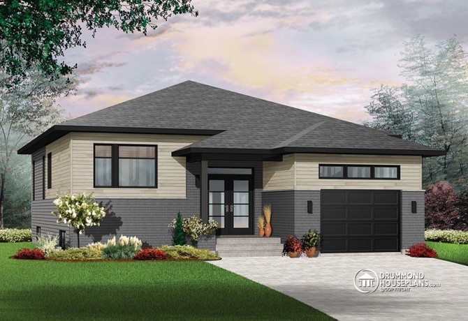 Contemporary with 9 ft ceilings