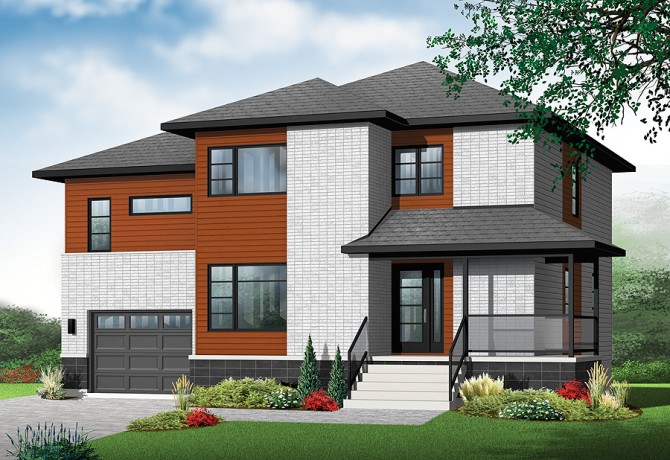 New contemporary house plan with 4 bedrooms and 3 bathrooms