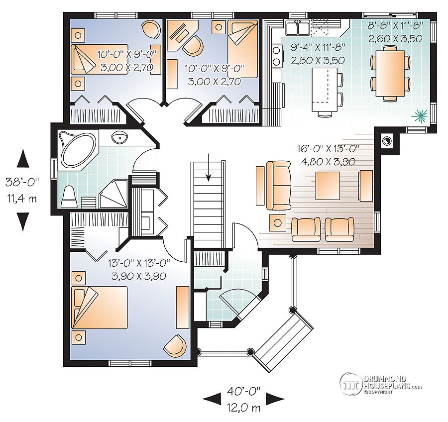 3 Bedroom Bungalow Floor Plans Open Concept | online information