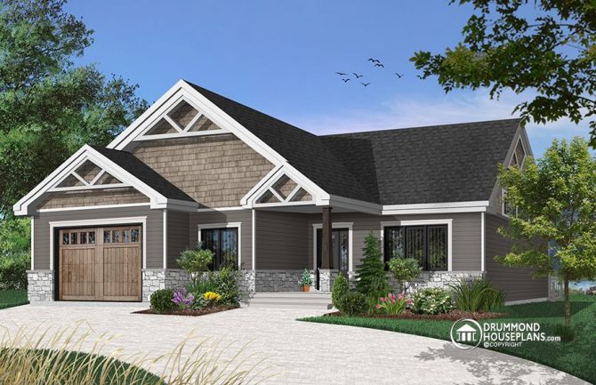Affordable bungalow house plan with master suite and garage
