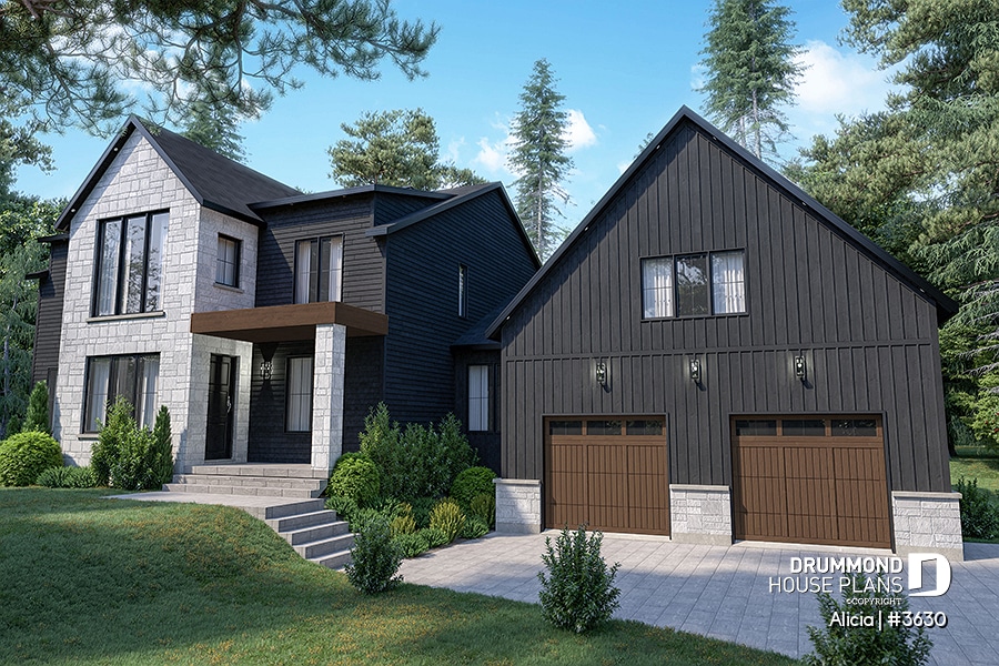 Stunning Black Modern Farmhouse House Plan, designed for Alicia Moffet and husband Alex Menthink