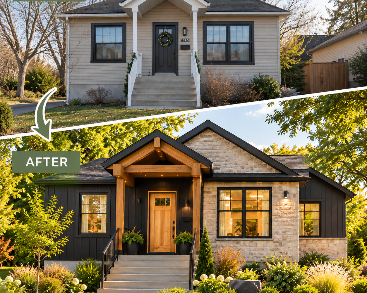 Before and after of a green and sustainable home renovation