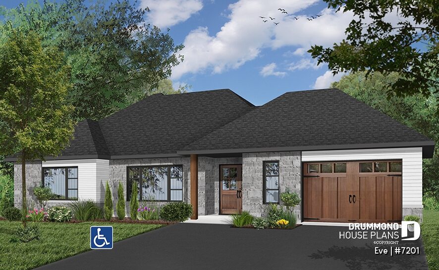 Wheelchair-accessible single-story house plan Eve #7201