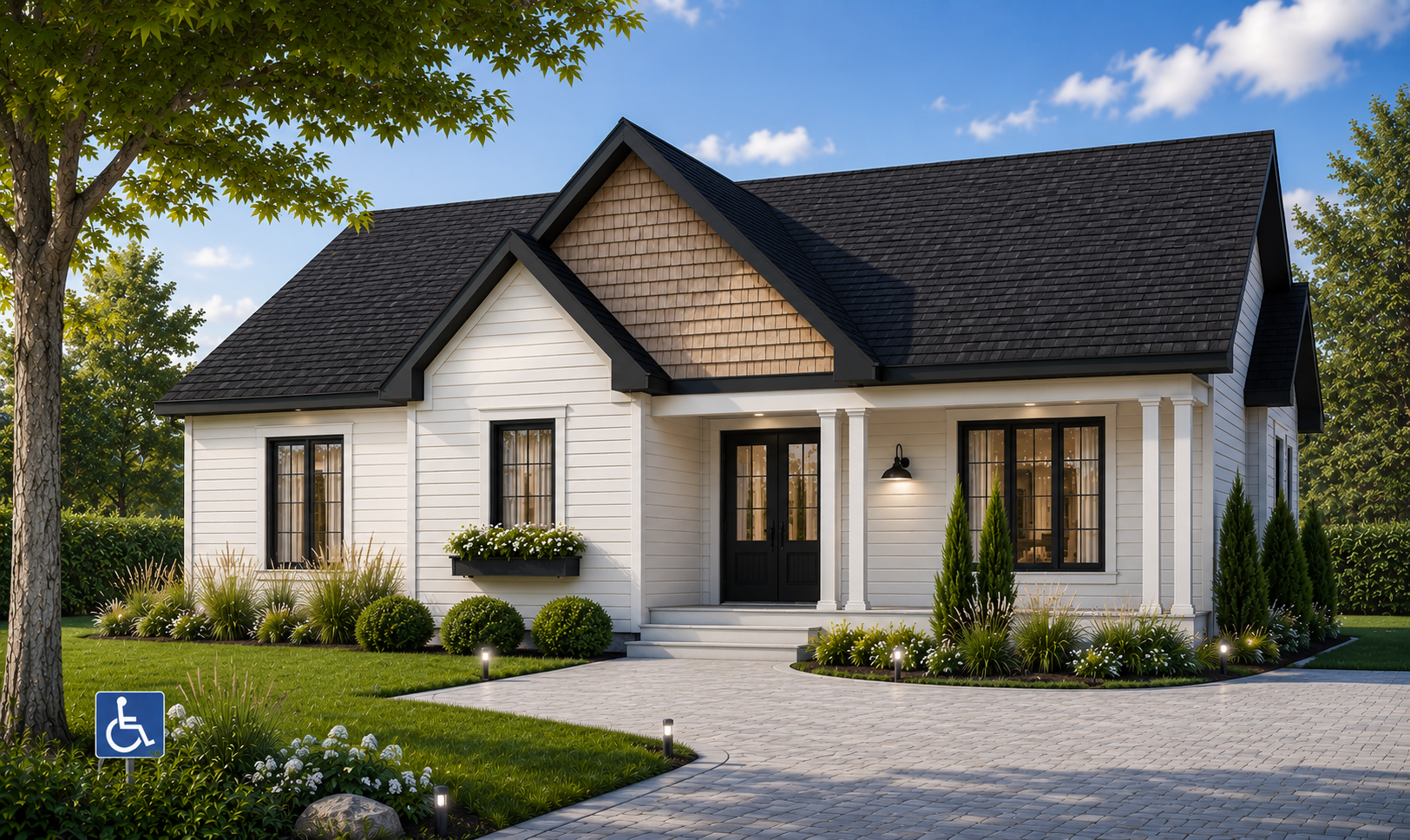 Accessible country-style house plan Spring Villa #2178 for limited mobility