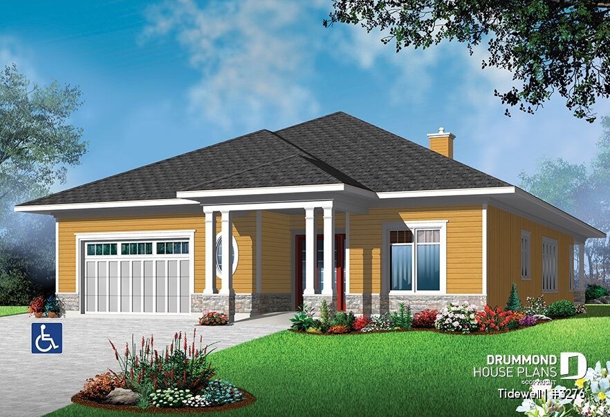 Wheelchair-accessible 3-bedroom bungalow house plan Tidewell #3276