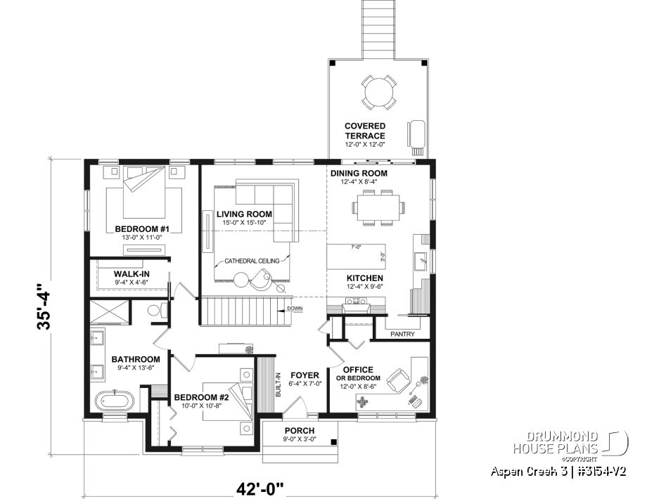 Kitchen island floor plan in Aspen Creek 3 house plan #3154-V2