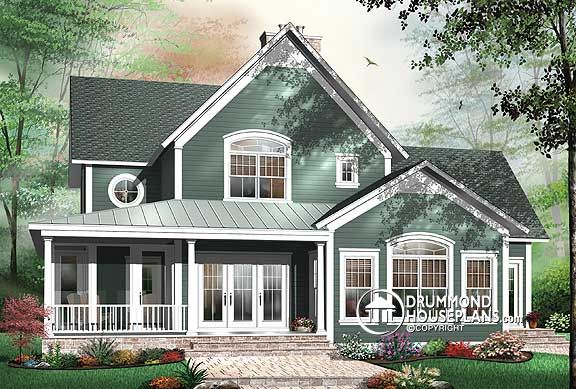 Country cottage style house plan with 4 bedrooms. Home plan no. 3926 by Drummond House Plans.