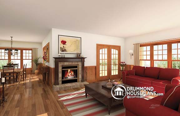 Living room of Country house plan no. 3832 by Drummond House Plans