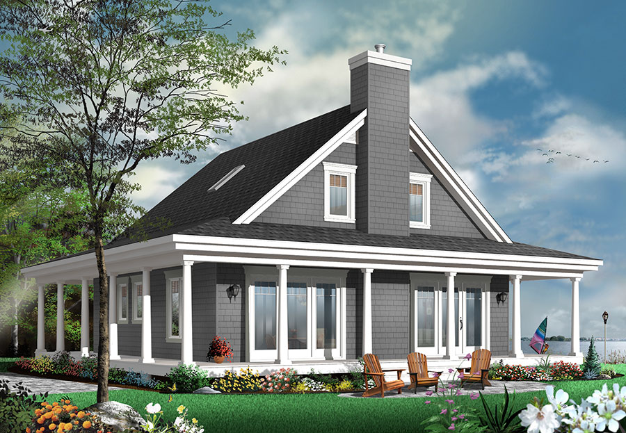 Unique Country Cottage House Plan With, New House Plans With Wrap Around Porches