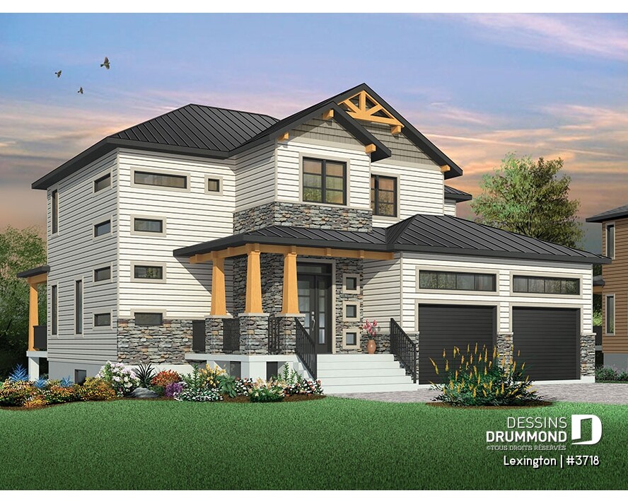 plan maison moderne 2 etages garage double Lexington 3718 Drummond