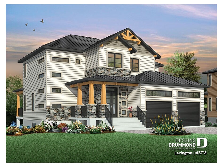 plan maison moderne 2 etages garage double Lexington 3718 Drummond
