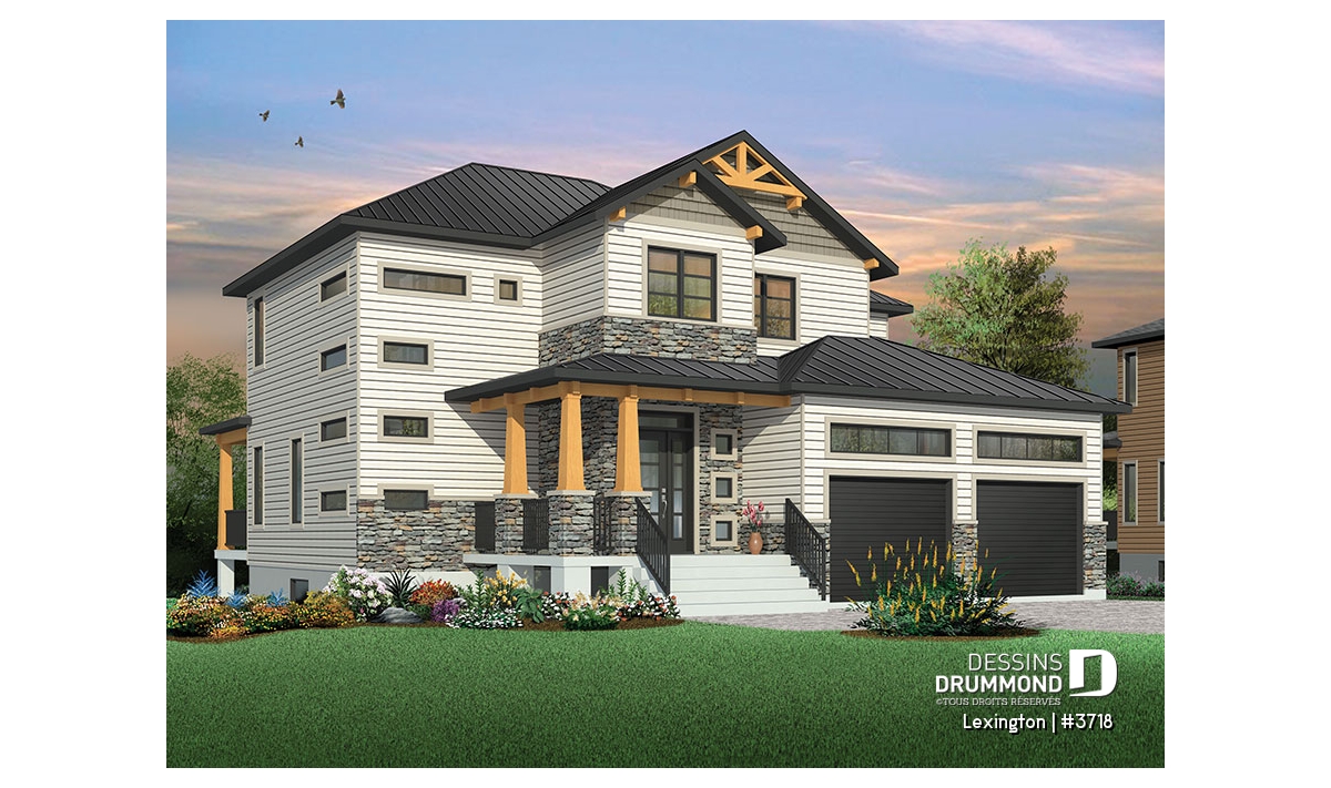 plan maison moderne 2 etages garage double Lexington 3718 Drummond