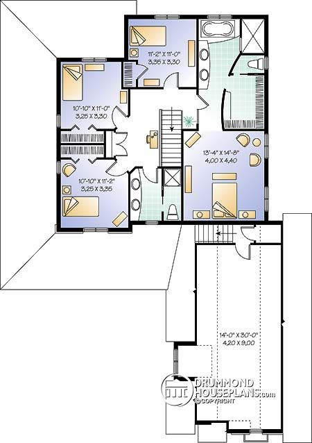 Second floor plan of the Turningdale (#3830) featuring 4 bedrooms, a large bonus room above the garage, and a spacious primary suite with walk-in closet