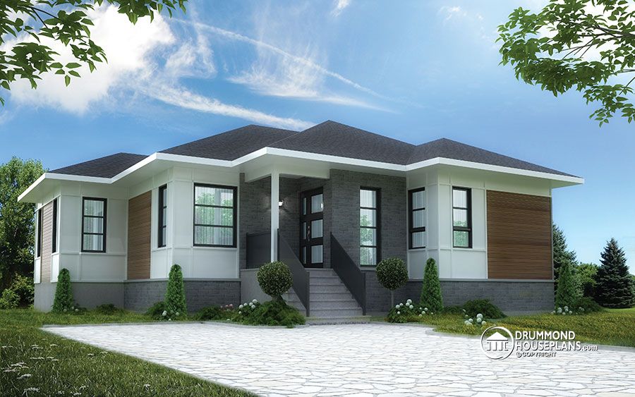 3 bedroom bungalow modern style, by Drummond House Plans