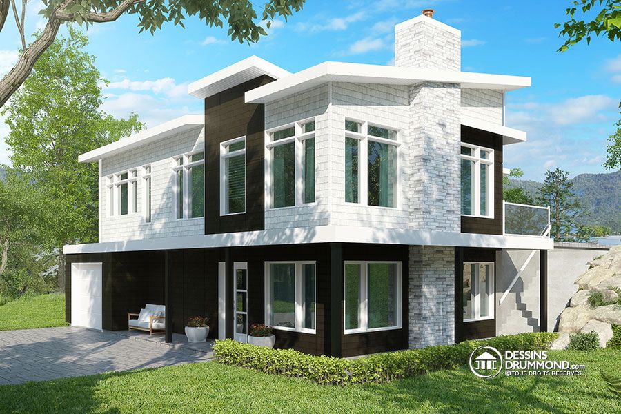 plan de maison bi-génération contemporaine