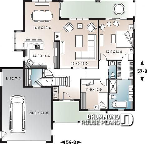 Modern farmhouse plan with great master suite