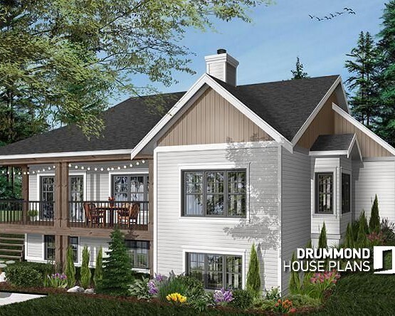 farmhouse plan with walkout basement