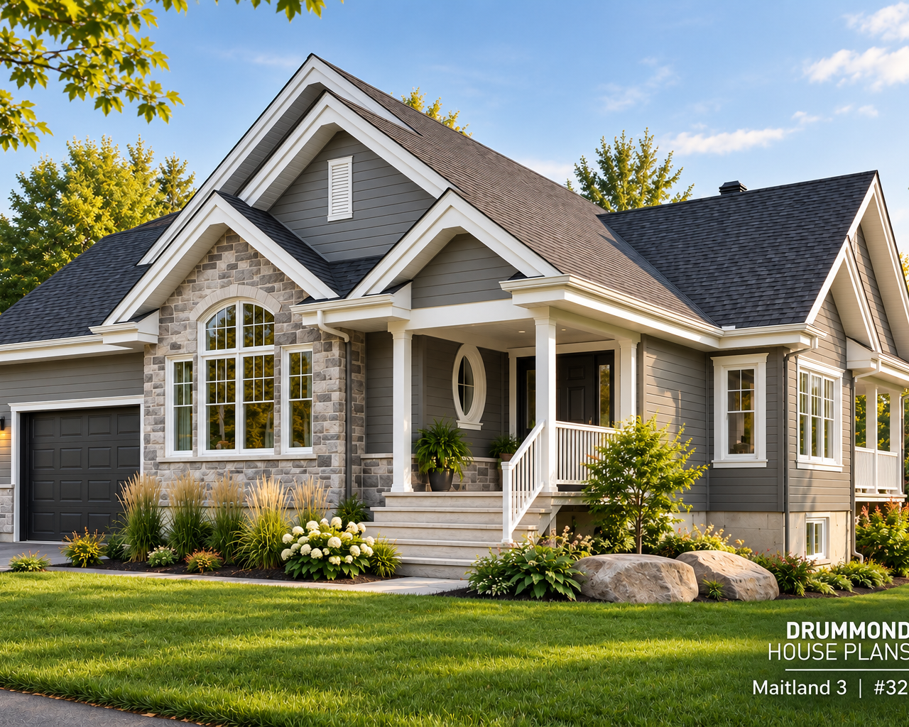 Maitland 3 #3235-V2 2 bedroom bungalow house plan with garage by Drummond House Plans