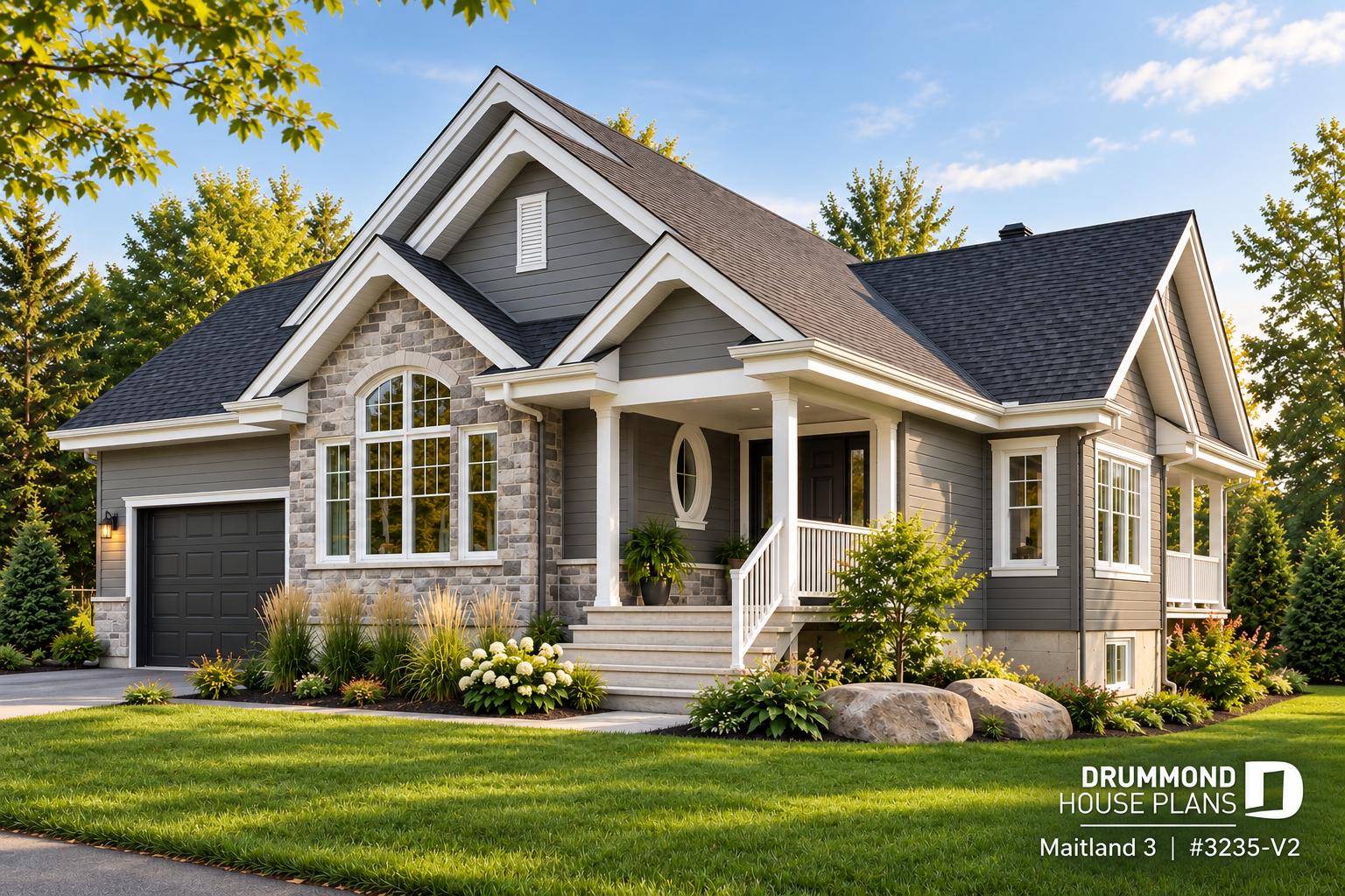 Maitland 3 #3235-V2 2 bedroom bungalow house plan with garage by Drummond House Plans