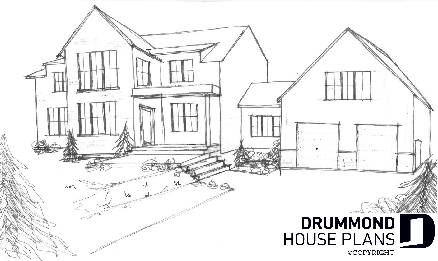 Alicia Moffet first front elevation of house plan