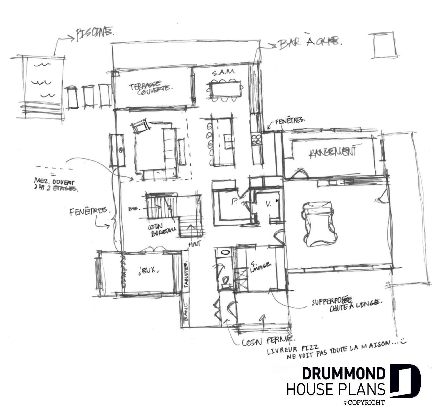 First sketch of future dream Farmhouse House Plan for Alicia Moffet, Canadian singer