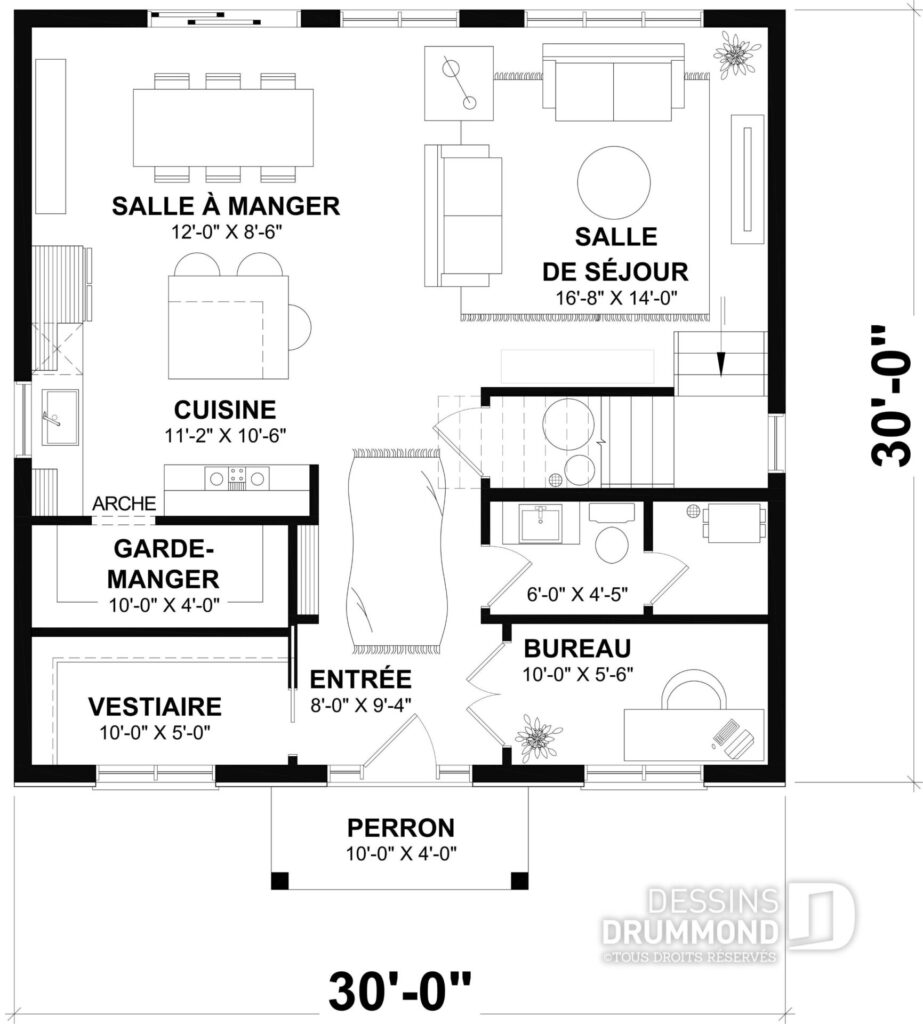 plans de maison contemporaine ayant toutes les commodités accessibles du rez-de-chaussée