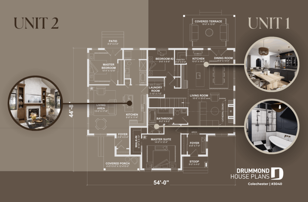 floor plan for 3040 Colechester intergenerational house plan by drummond houseplans