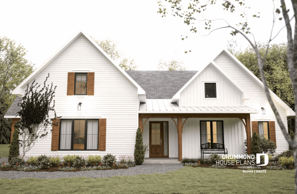 exterior view of the multigenerational house plan 3073 Romie by Drummond Houseplans Dessins Drummond plans de maison