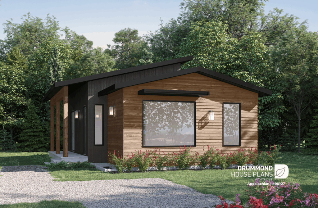 Appalachian 90107 eco-friendly house plan featuring compact modern architecture, natural wood accents, and energy-efficient design