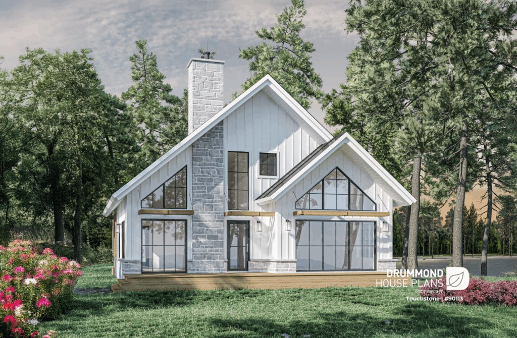 Touchstone Eco 90113 eco-friendly house plan featuring modern architecture, large windows, and sustainable home design
