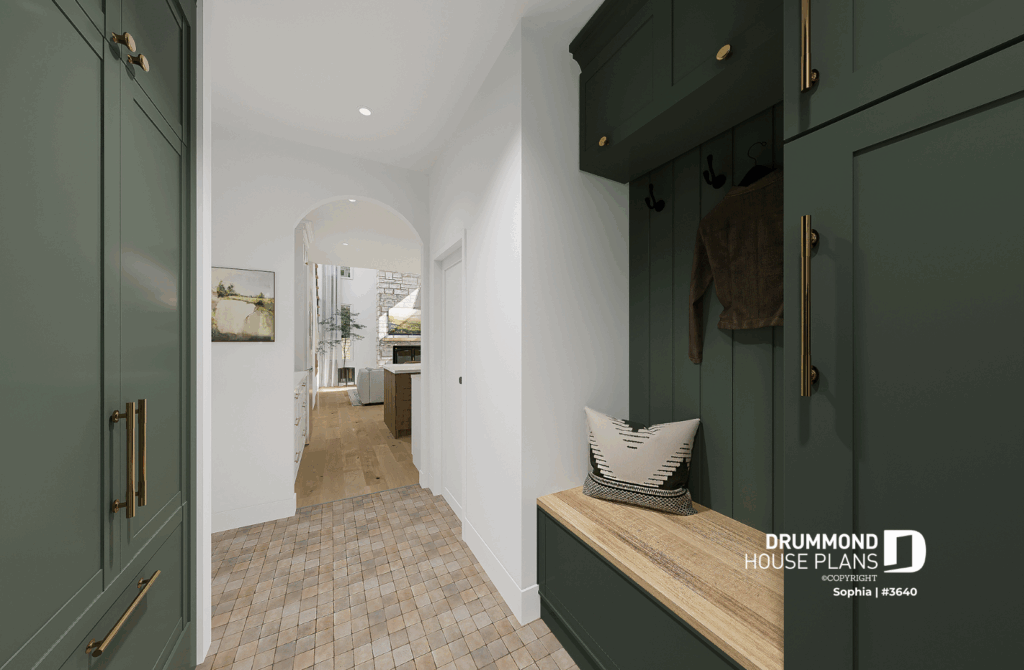 Sophia #3640 houseplan view of the mudroom entryway