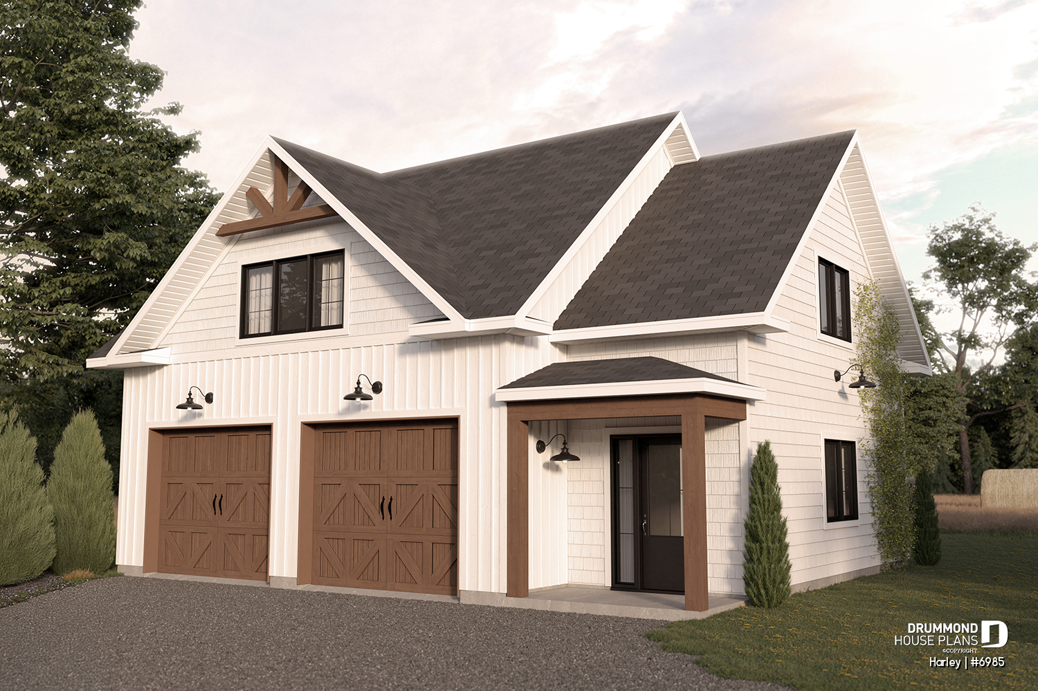 Country style 2-car garage plan