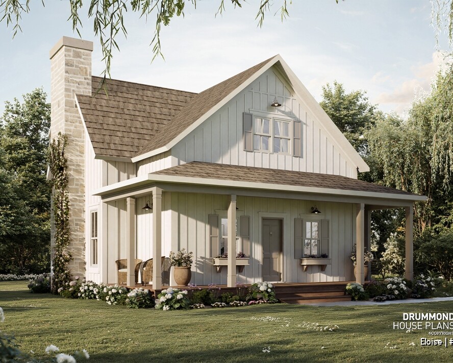 Eloise French Country house plan with covered front porch, elegant architecture, and warm family-friendly curb appeal