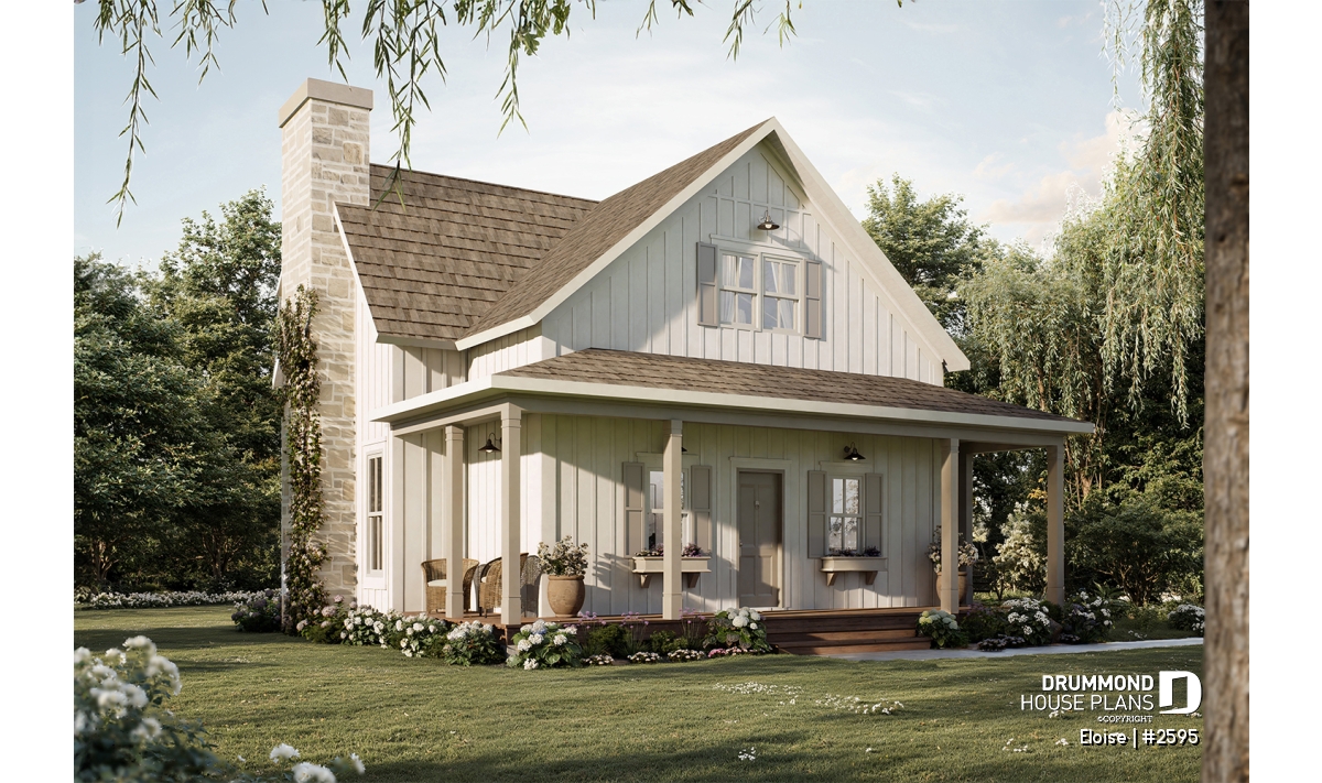 Eloise French Country house plan with covered front porch, elegant architecture, and warm family-friendly curb appeal