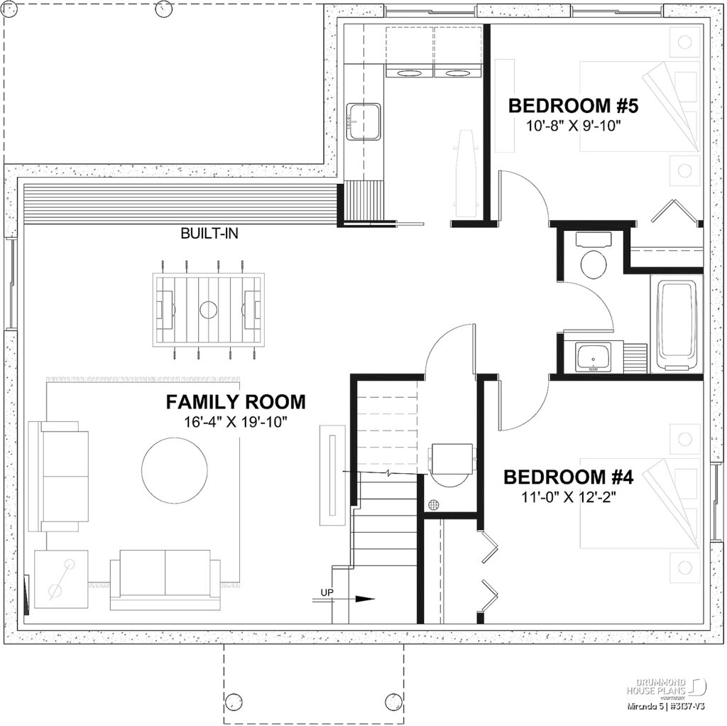 finished basement floor plan by Drummond House Plans