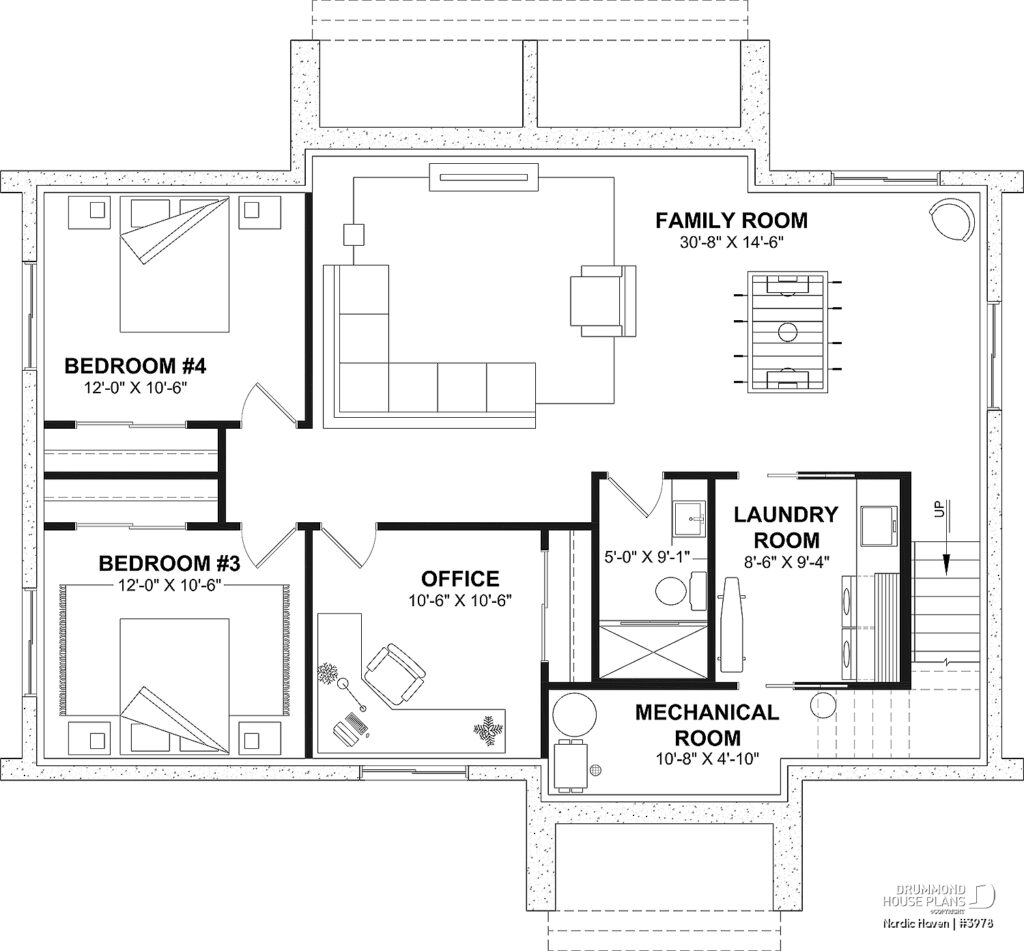 Fully finished basement floor plan