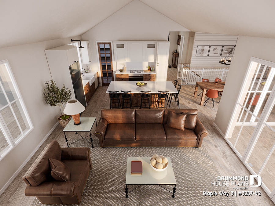 open living concept for house plan Maple Way 3 by Drummond HOuse Plans