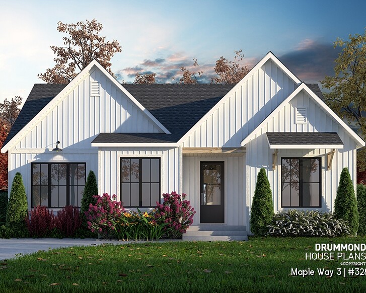 Maple Way farmhouse ranch-style home by Drummond House Plans