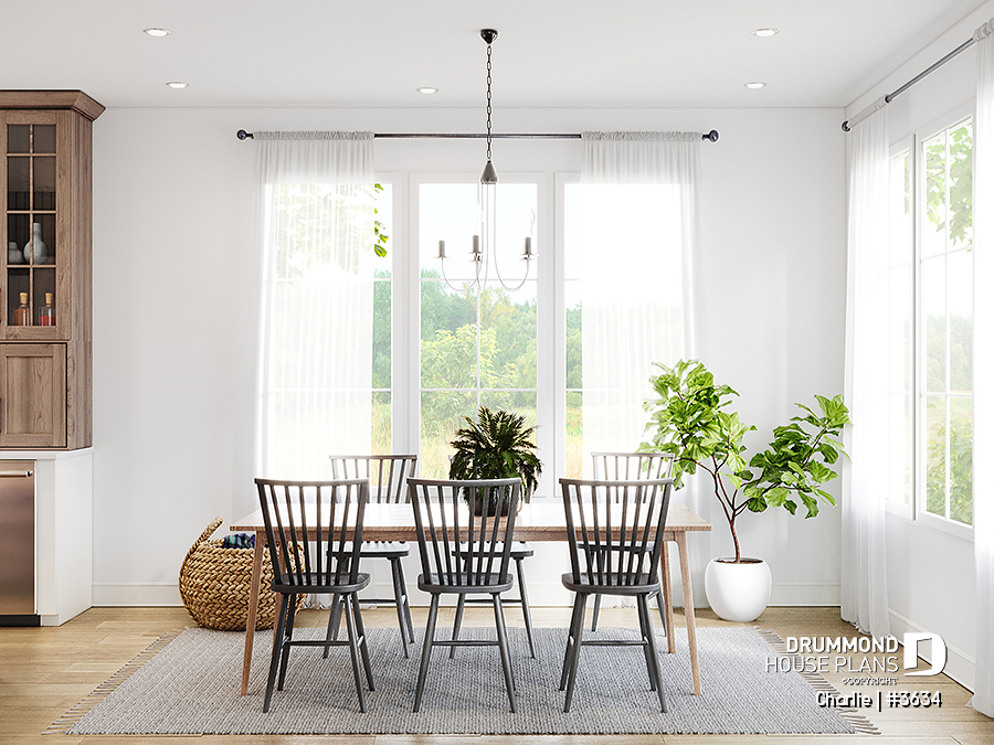 dining room of house plan charlie by Drummond House Plans