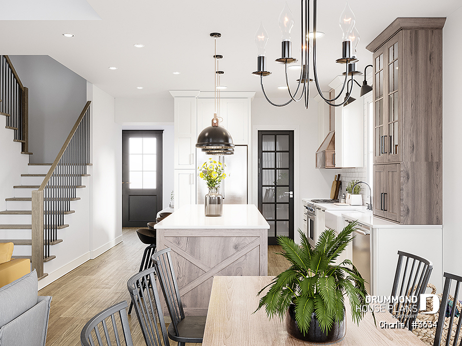 kitchen view of house plan charlie by drummond house plans