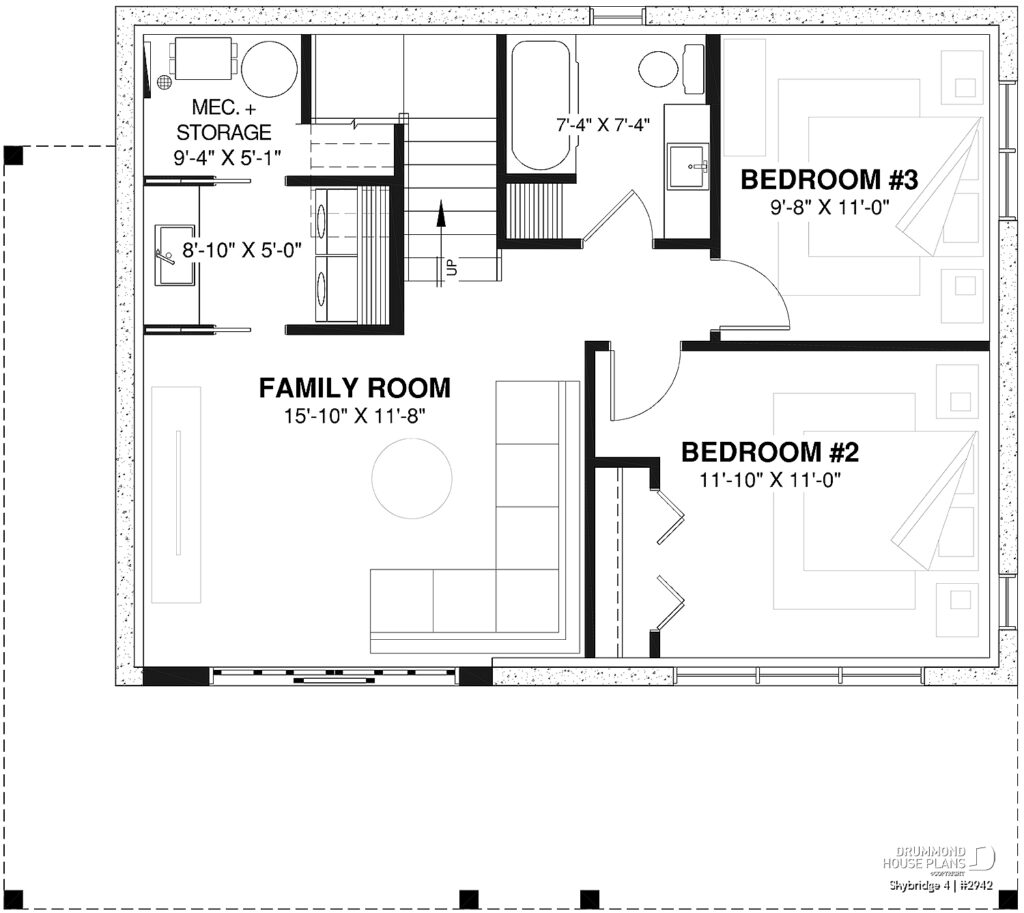 walkout basement cottage plan