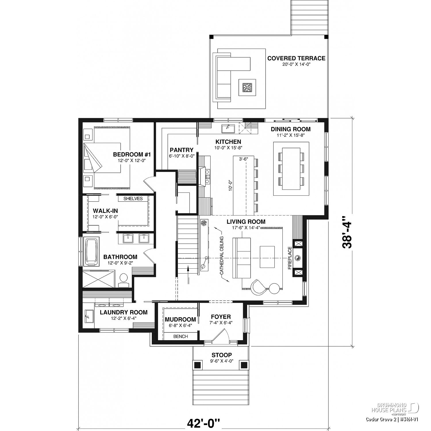 compact family home with daylight basement for extra bedrooms and family room, house plan Cedar Grove 2 (3161-V1) by Drummond