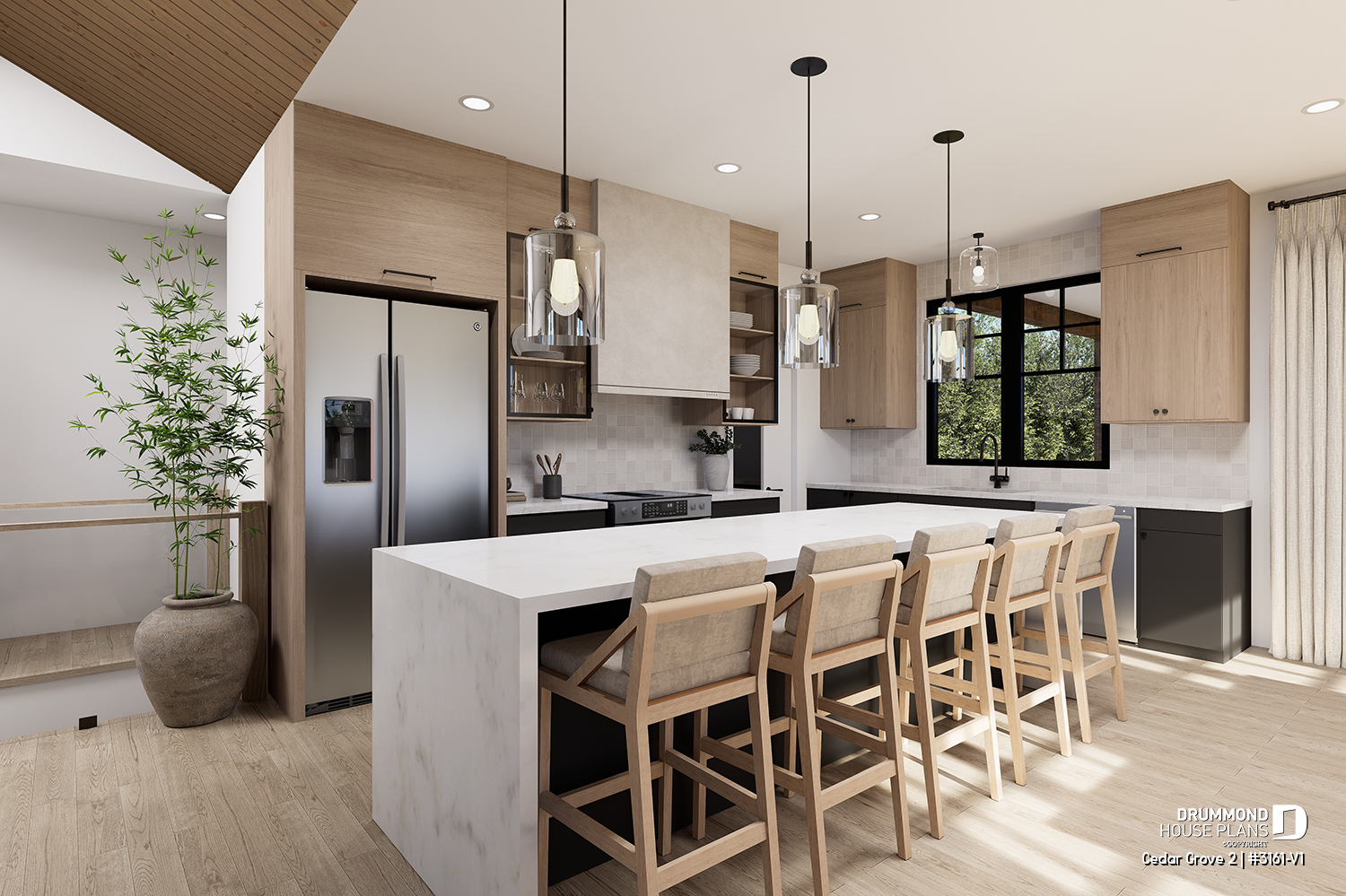 open kitchen and dining room concept, family house plan Cedar Grove 2 by Drummond