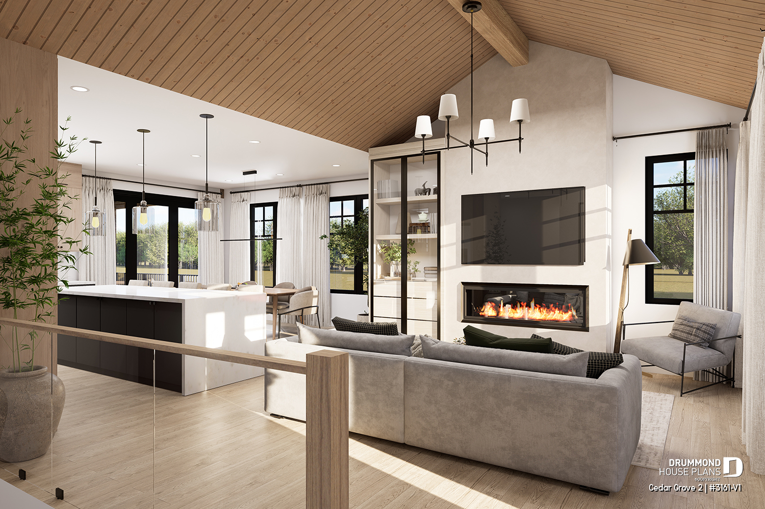 House plan for family with teens, finished daylight basement, Cedar Grove # (#3161-V1) by Drummond House Plans