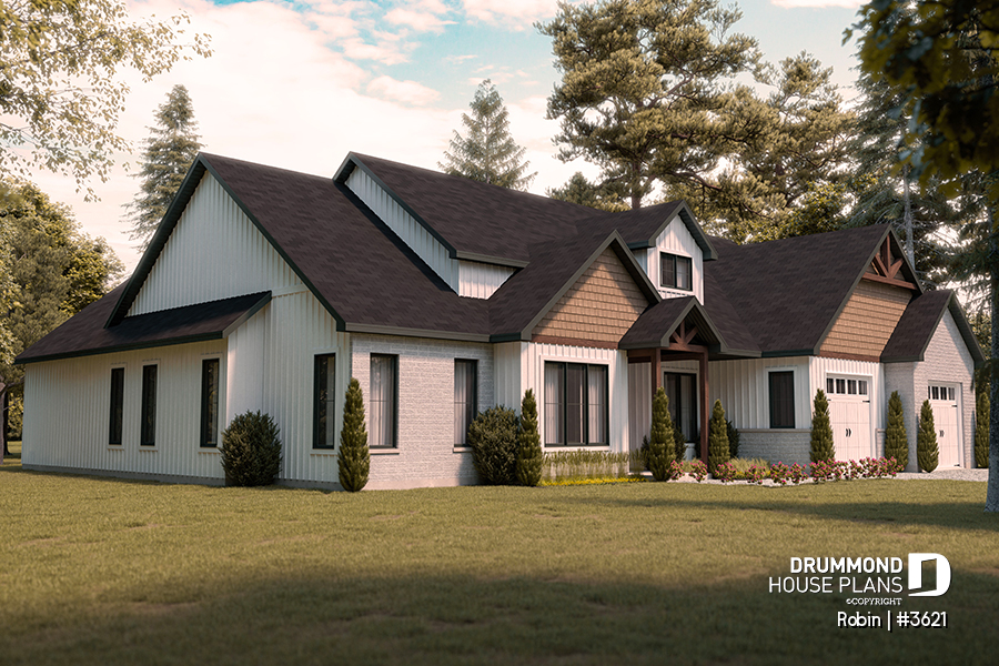 Modern Ranch House Plan: Left view of Robin house plan