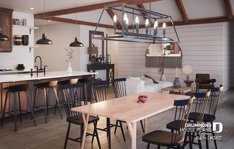 Photo of kitchen and dining room, Modern Ranch style house Plan Robin by Drummond House Plans