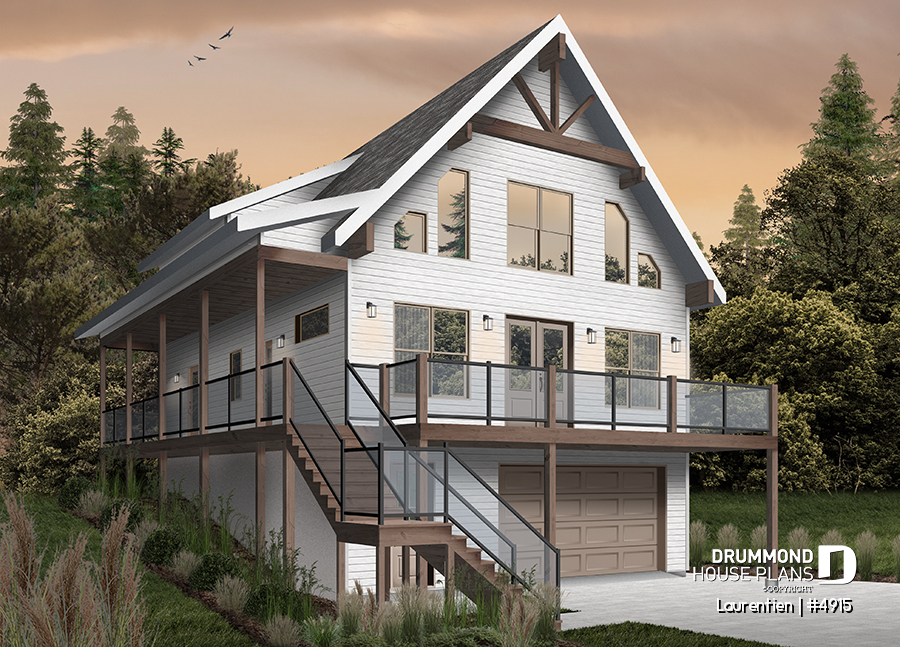 cottage plan with garage and walkout basement