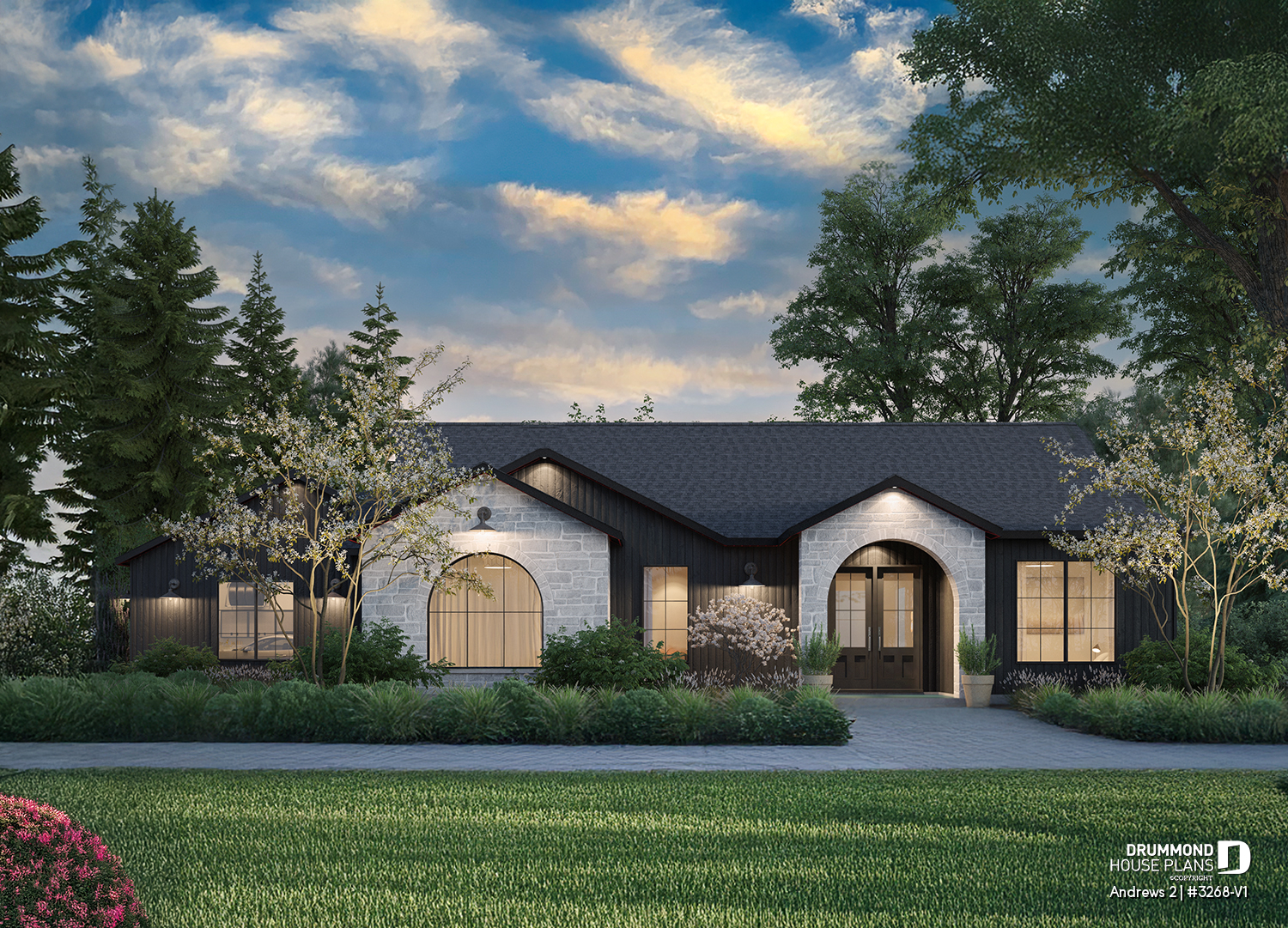 Andrews 2 (#3268-V1) bungalow house plan by Dessins Drummond, example of house plans adaptable for Ontario building permit requirements