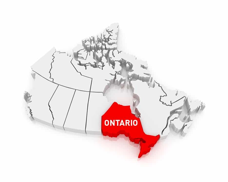 Canada map showing Ontario for BCIN building permit drawings