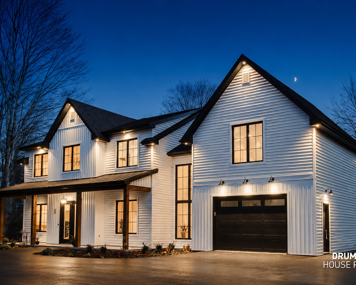 Custom house built from a personalized Drummond House Plans design